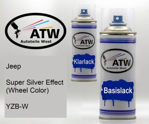Jeep, Super Silver Effect (Wheel Color), YZB-W: 400ml Sprühdose + 400ml Klarlack - Set, von ATW Autoteile West.